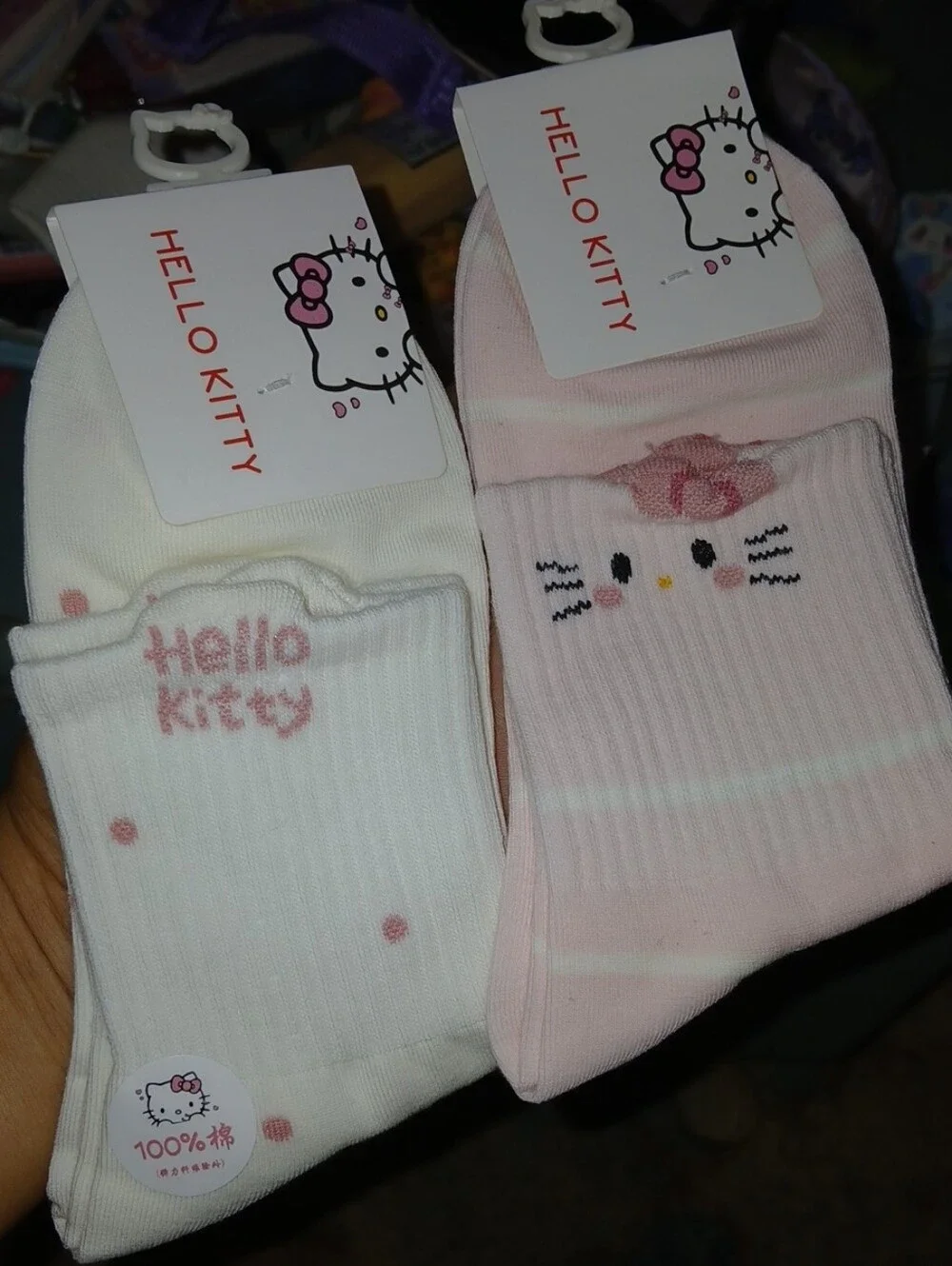 2 #HelloKitty Women's Teens #CrewSocks - Pink & White Polka Dot Set